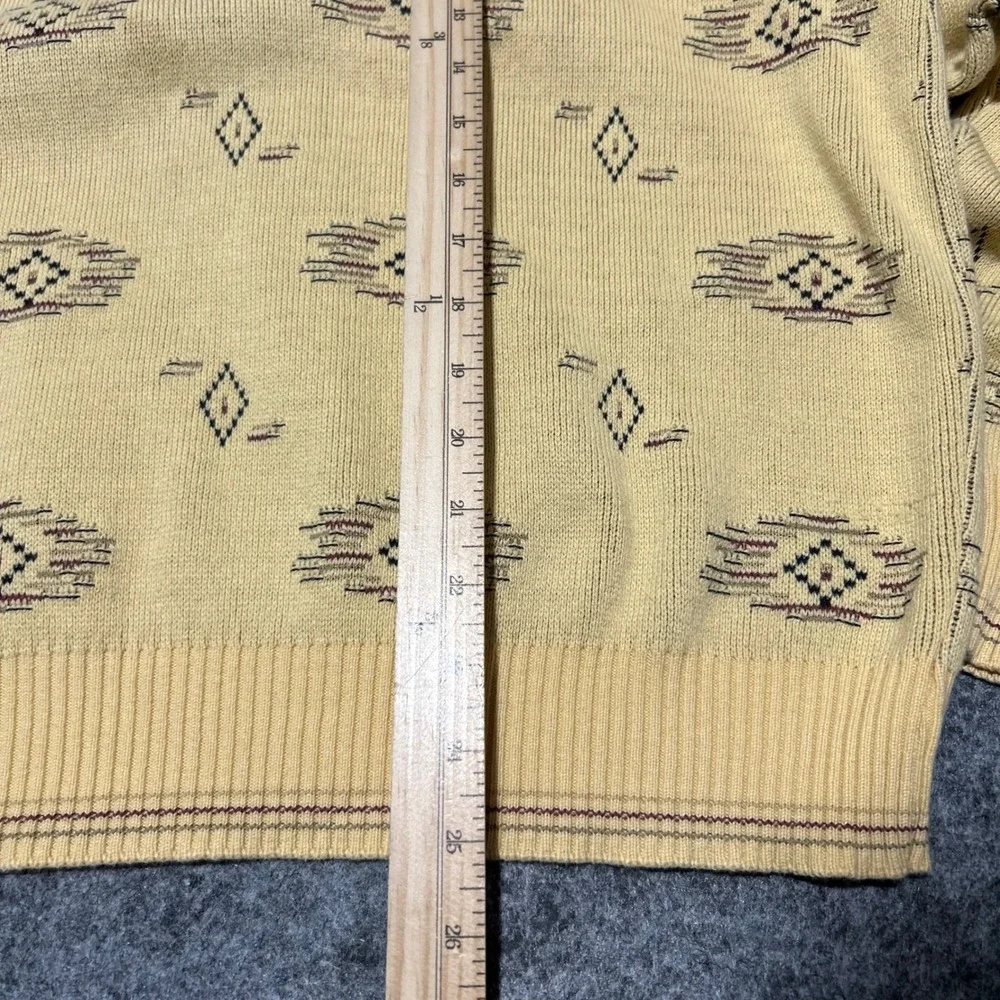 Vintage Southwestern Geometric Knit Sweater Yellow Skater Baggy Retro Size XL‎